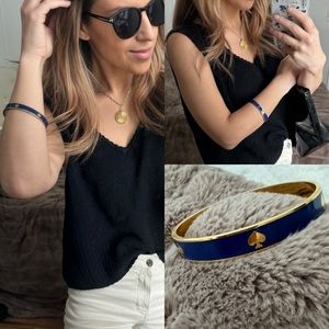Kate Spade Blue Enamel Logo Bangle Bracelet navy stacking